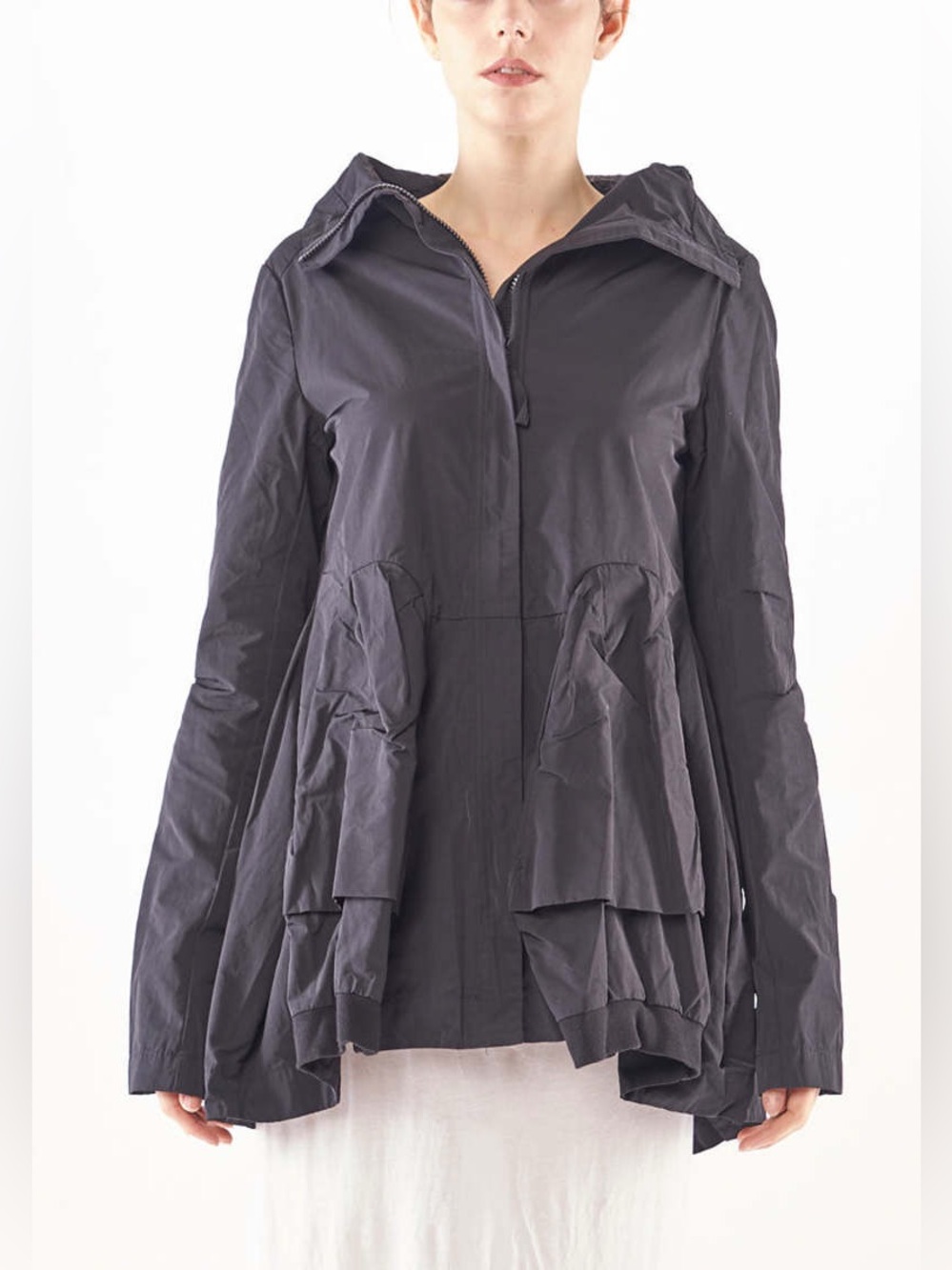 RUNDHOLZ BLACK LABEL Oversized Peplum Tulip Bubble Jacket Size Large VGUC